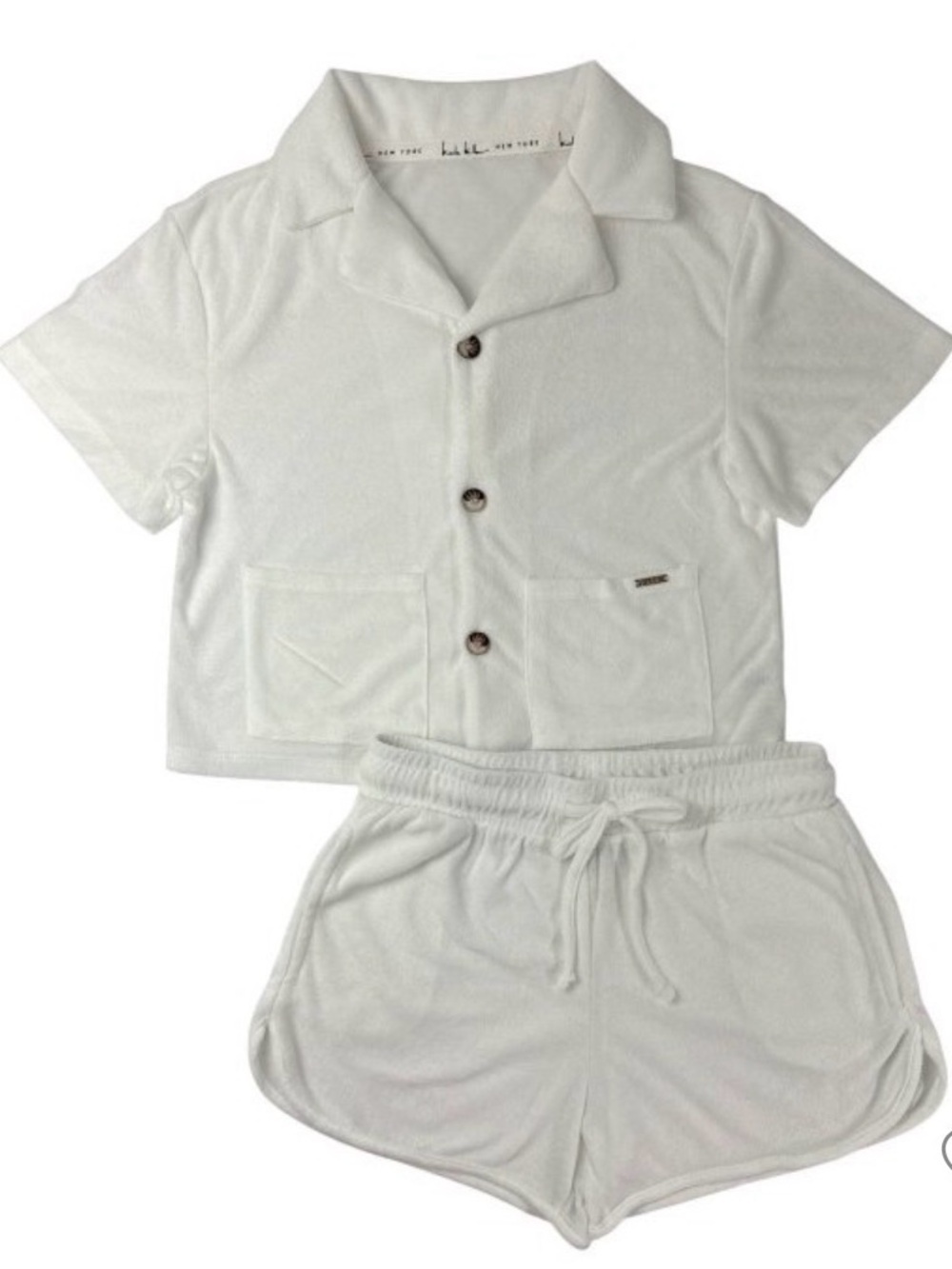 Nicole Miller White Short-Sleeve Terry Pajama Set for Kids